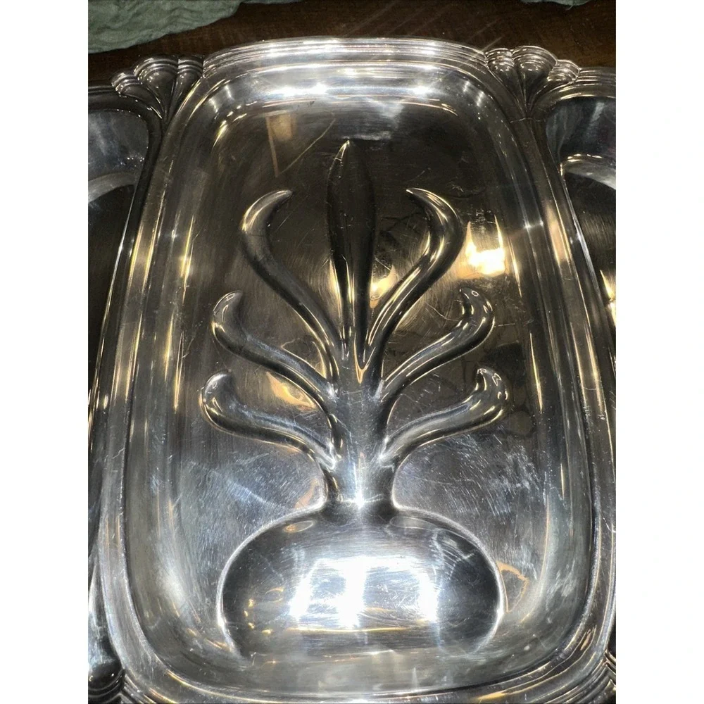 Vintage  Silver Plate Divided Meat Carving Serving Tray